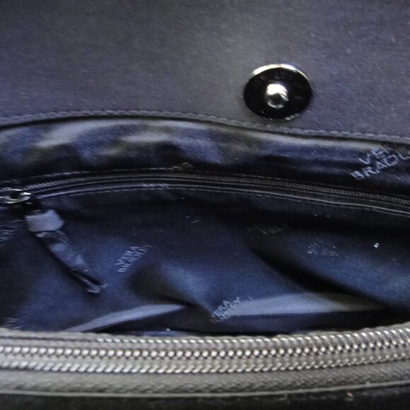 Vera Bradley Quilted Black Tote Shoulder Bag Organizer Purse 14x9x7 - Picture 6 of 11